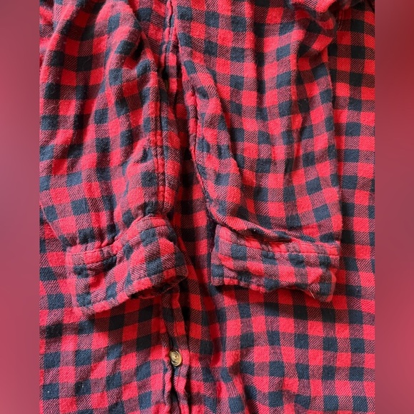 American Eagle Plaid Boyfriend Fit Flannel Button Down Shirt Pink Blue M - Picture 5 of 9